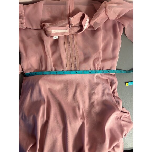 VTG Gown Sz 12 Runs small Mauve Pink Sheer Long Sleeves Union Md Elegant Cottage - Picture 10 of 12